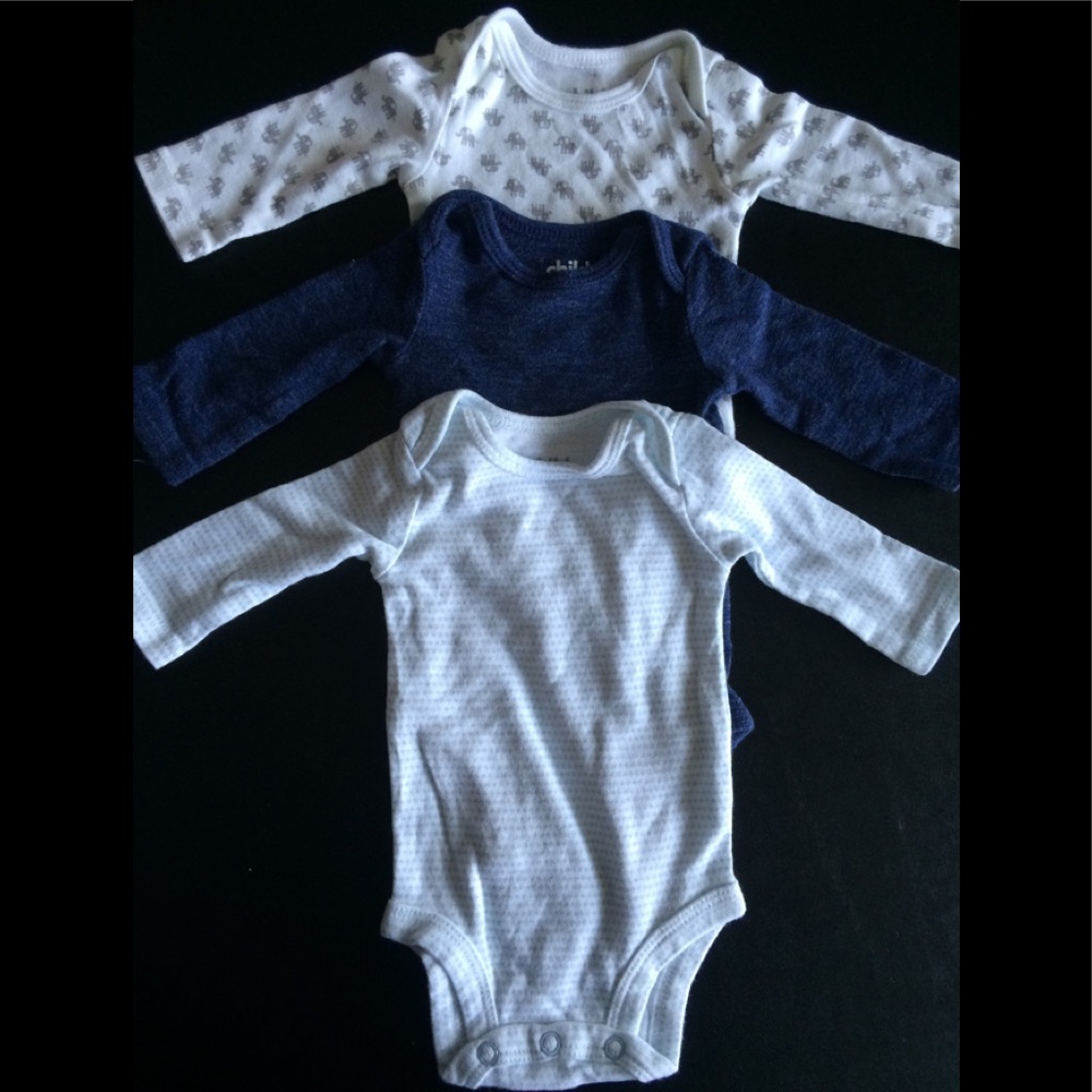 3 Newborn boys long sleeve onesies